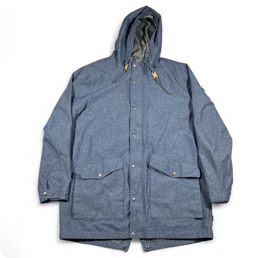 Levi’s Hooded Parka Jacket Blue Cotton Snap Zip Men’s XL